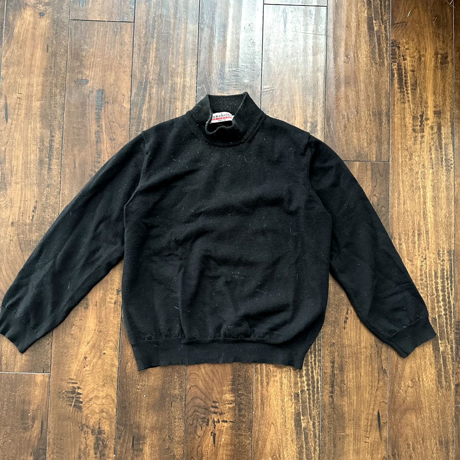 Zanobette Knitwear men's medium black top rugby Thrashed Vintage 80s Sweater