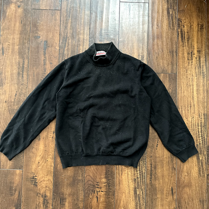 Zanobette Knitwear men's medium black top rugby Thrashed Vintage 80s Sweater