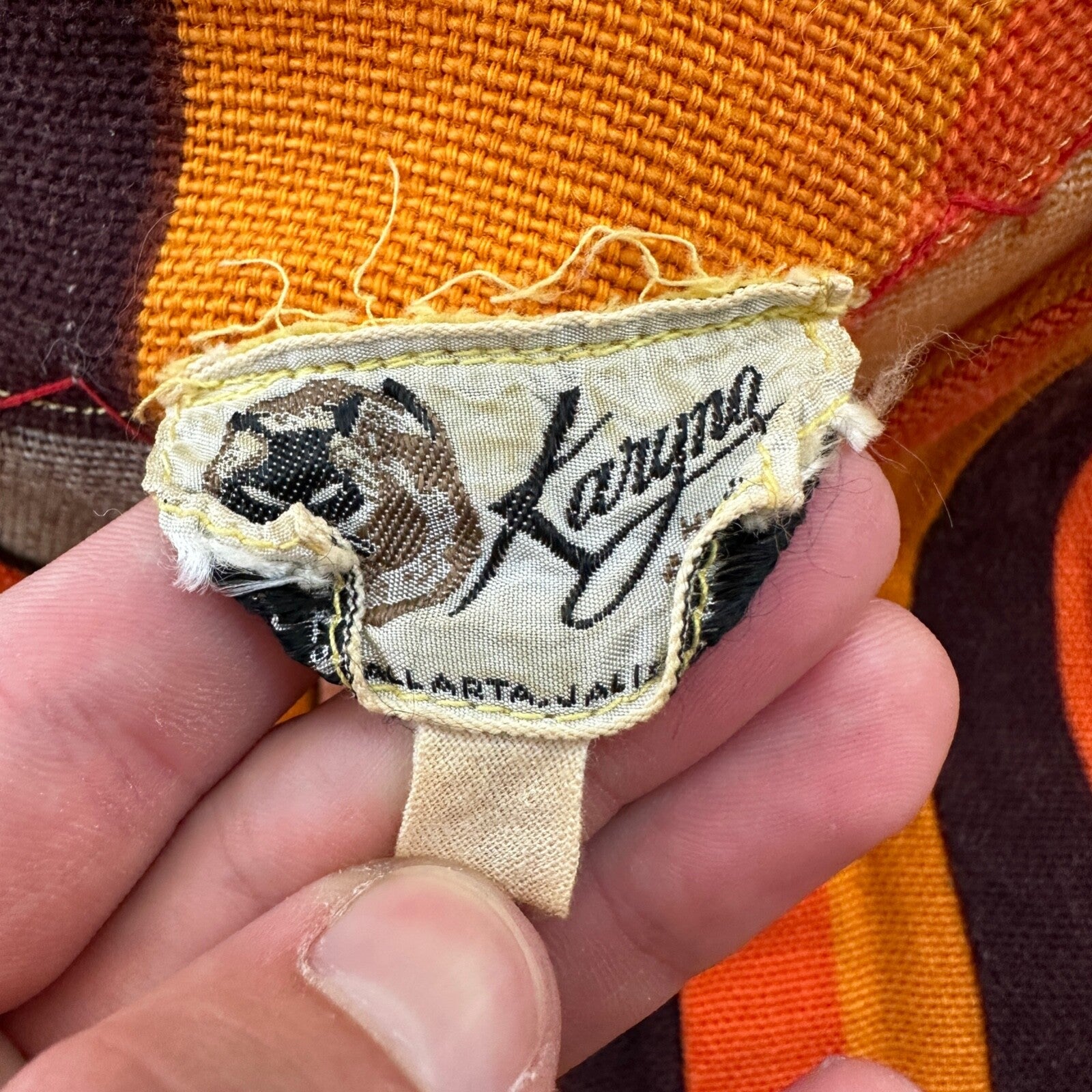 VTG 1960s Rockabilly Womens Dress Summer Skirt 60s 70s Top Orange Mexico Stripe