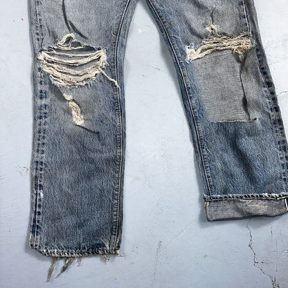 Levis 501 VTG 70s SS Redline Selvedge Jeans XX Thrashed Ripped Act 29x29