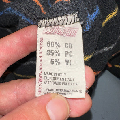 Vintage Cocoa Indo Italy Knit Polo Shirt Small Black Striped Long Sleeve 90s Y2K