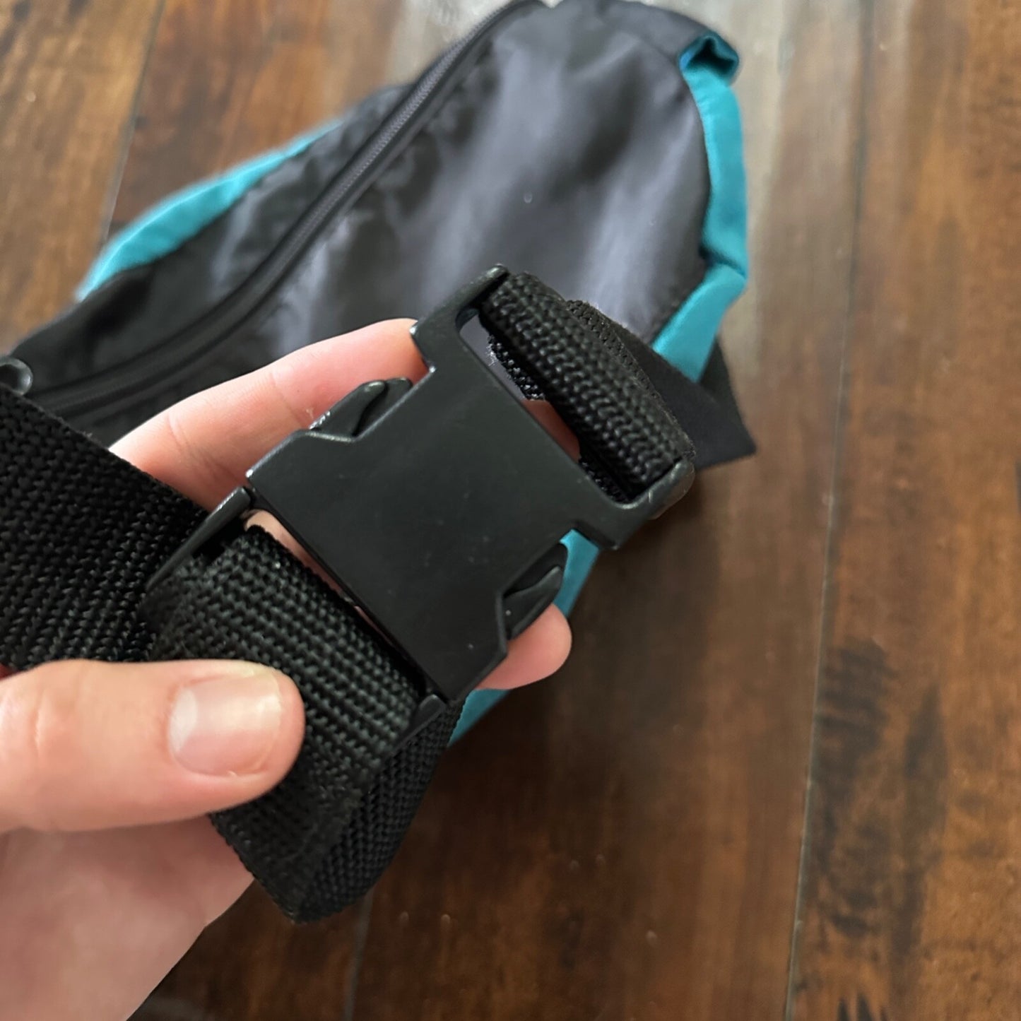 Vtg Large Blue Teal Fanny Waist Bag Pack Minimalistic Side 80s 90s Six Flags