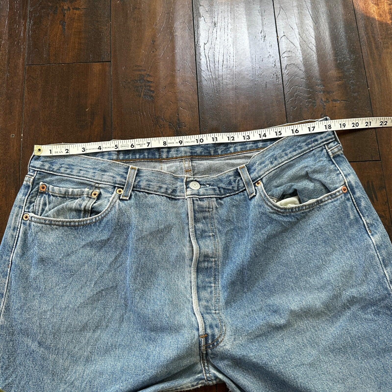 Levis 501 Vintage 90s Straight Leg XX Belgium Jeans 40x36 Light Wash Act 36x30