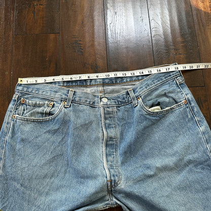 Levis 501 Vintage 90s Straight Leg XX Belgium Jeans 40x36 Light Wash Act 36x30