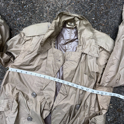 VTG 1958 US Army Mans Raincoat Nylon Taupe Shade 179 Military Uniform Mens 38L
