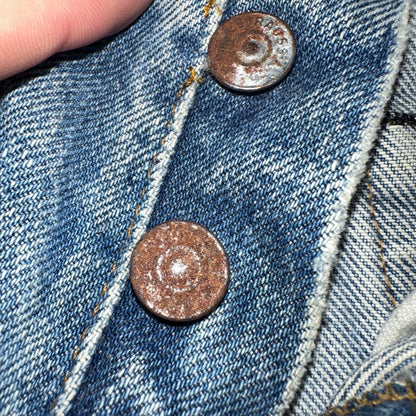 Levis 501 Vintage 80s Redline Selvedge USA XX Jeans Light Wash Capri Act 30x25