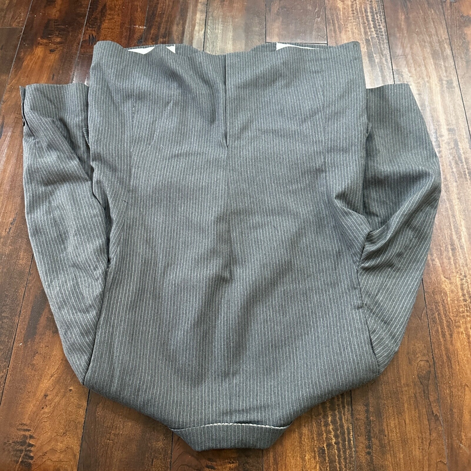 Vtg USA Eagles Pinstripe Mens Gray Wool 3 Pc Suit 42 Vest 33x30 1980s Vest