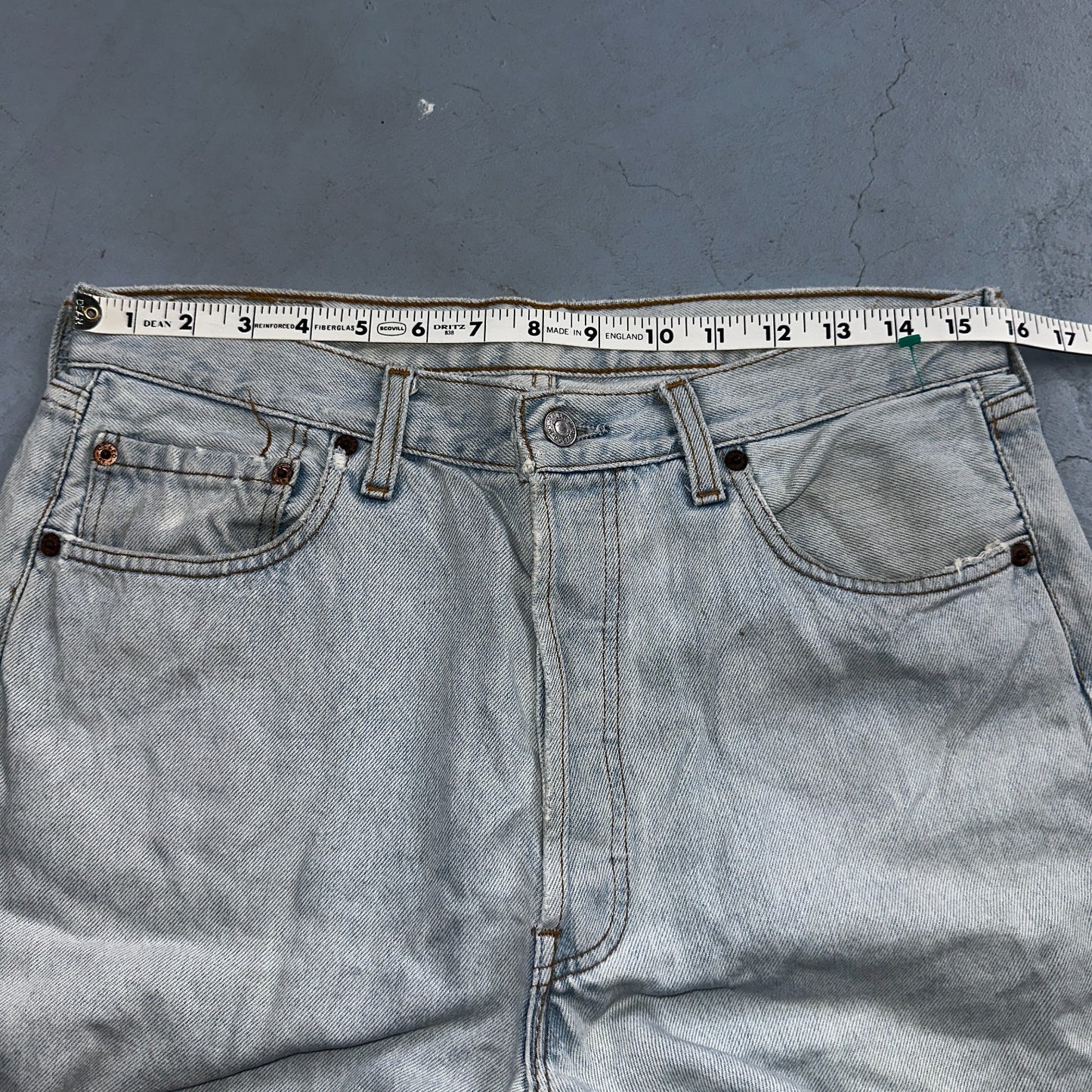 Levis 501 Vintage 90s Mexico Straight Leg Jeans Blue Light Wash 34x30 Act 31x29