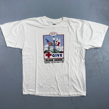 Give Blood American Red Cross VTG T Shirt Donation Love People Hospital