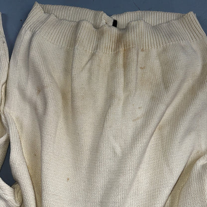 VTG John Ashford Pure 100% Cotton Cardigan Sweater Size Large Ivory White