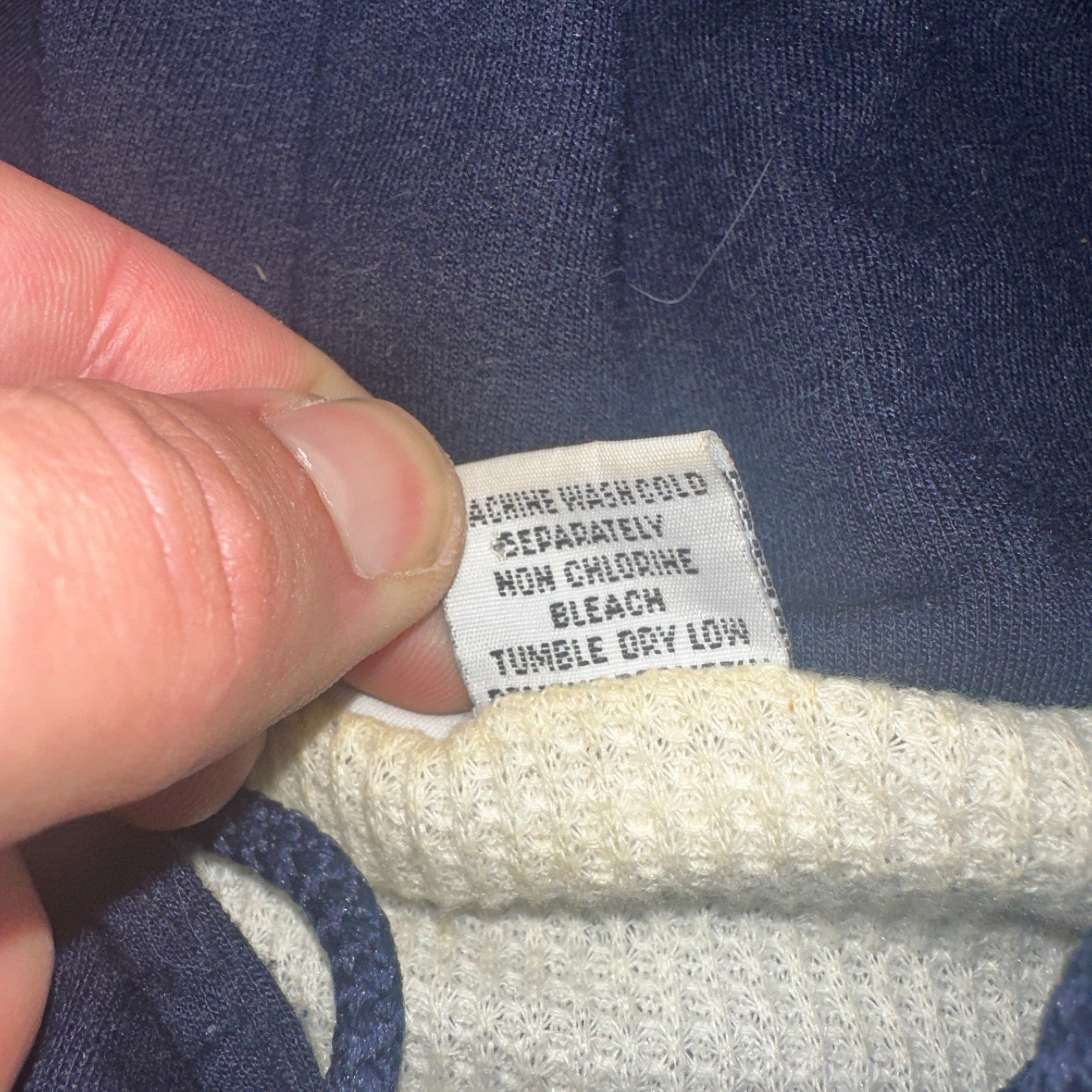 Vintage Thermal Waffle Lined Hoodie Sweatshirt Mens XL Navy Blue Nucleus Punk