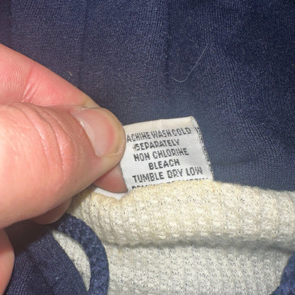 Vintage Thermal Waffle Lined Hoodie Sweatshirt Mens XL Navy Blue Nucleus Punk