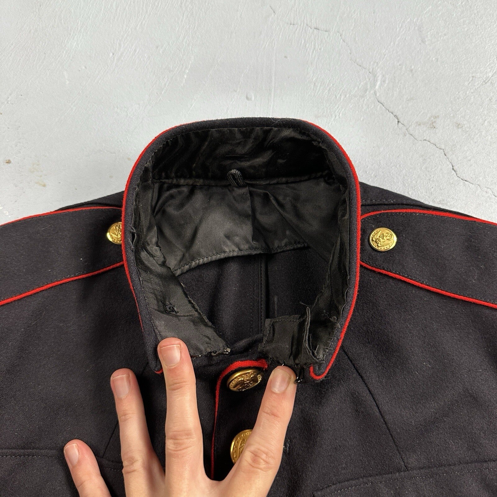 VTG Authentic WWII Paramarine United States Marine Corp Dress Blue Jacket USMC