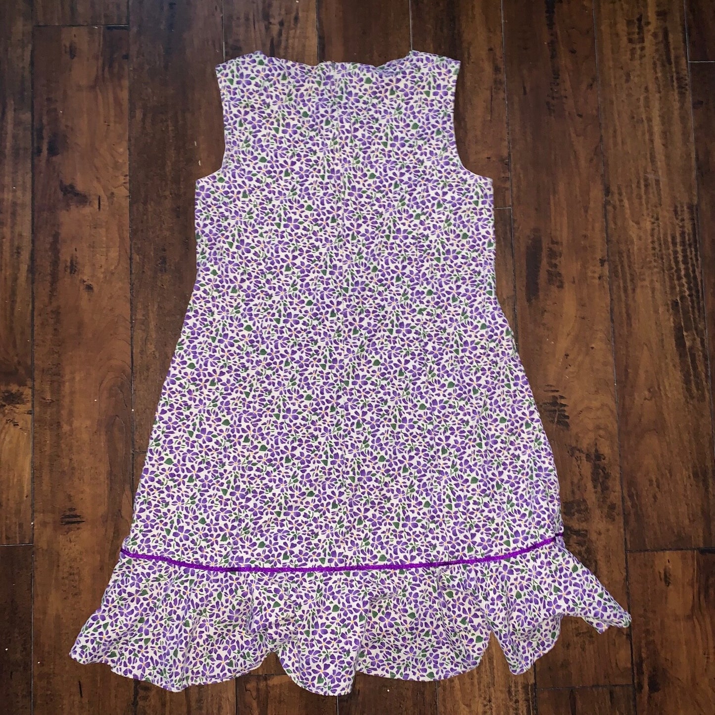 70s Women's Vintage House Dress Kaftan MuMu Shift Purple Floral 80s Hipster Cute