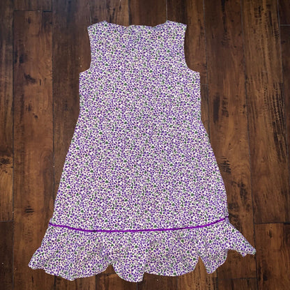 70s Women's Vintage House Dress Kaftan MuMu Shift Purple Floral 80s Hipster Cute