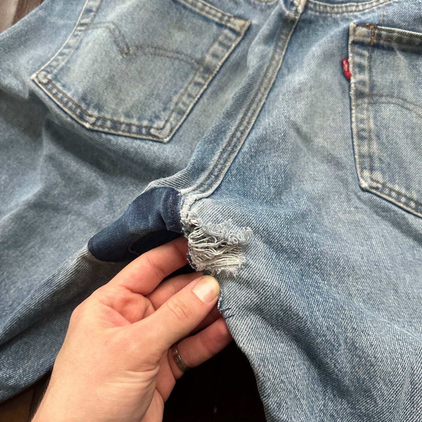 Vintage 80s Levis 505 36x36 USA Blue Jeans 501 Act 33x34 Light Wash