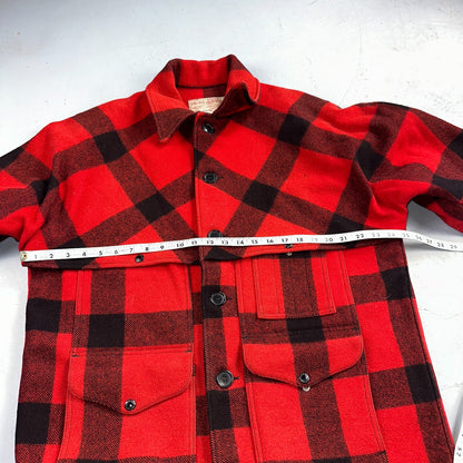 Filson Double Mackinaw Cruiser Coat Jacket Mens 46 Red Plaid Wool 70s Vintage