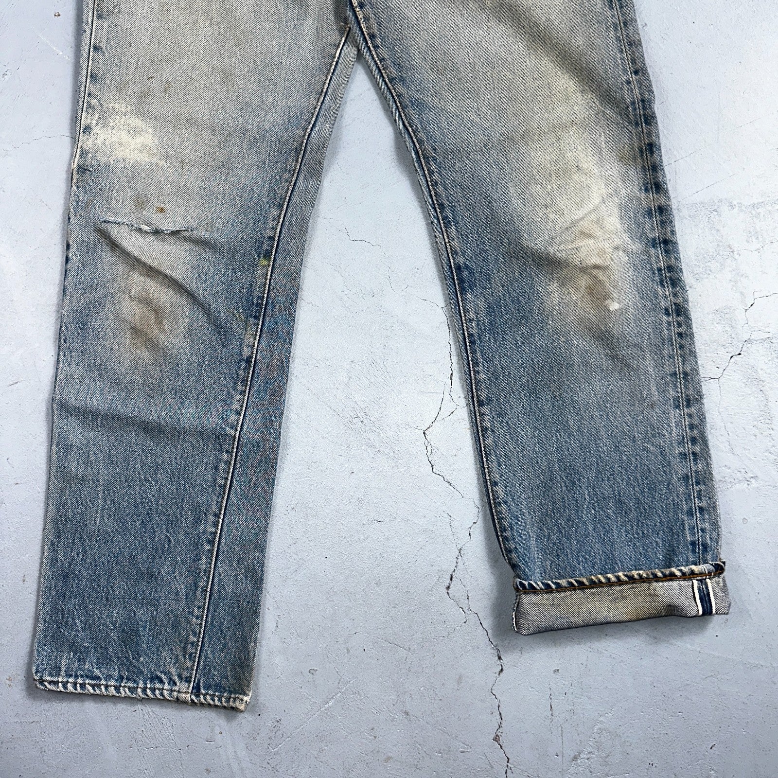 Levis 501 Vintage 80s Redline Selvedge USA XX Jeans Light Wash Worn Act 30x30