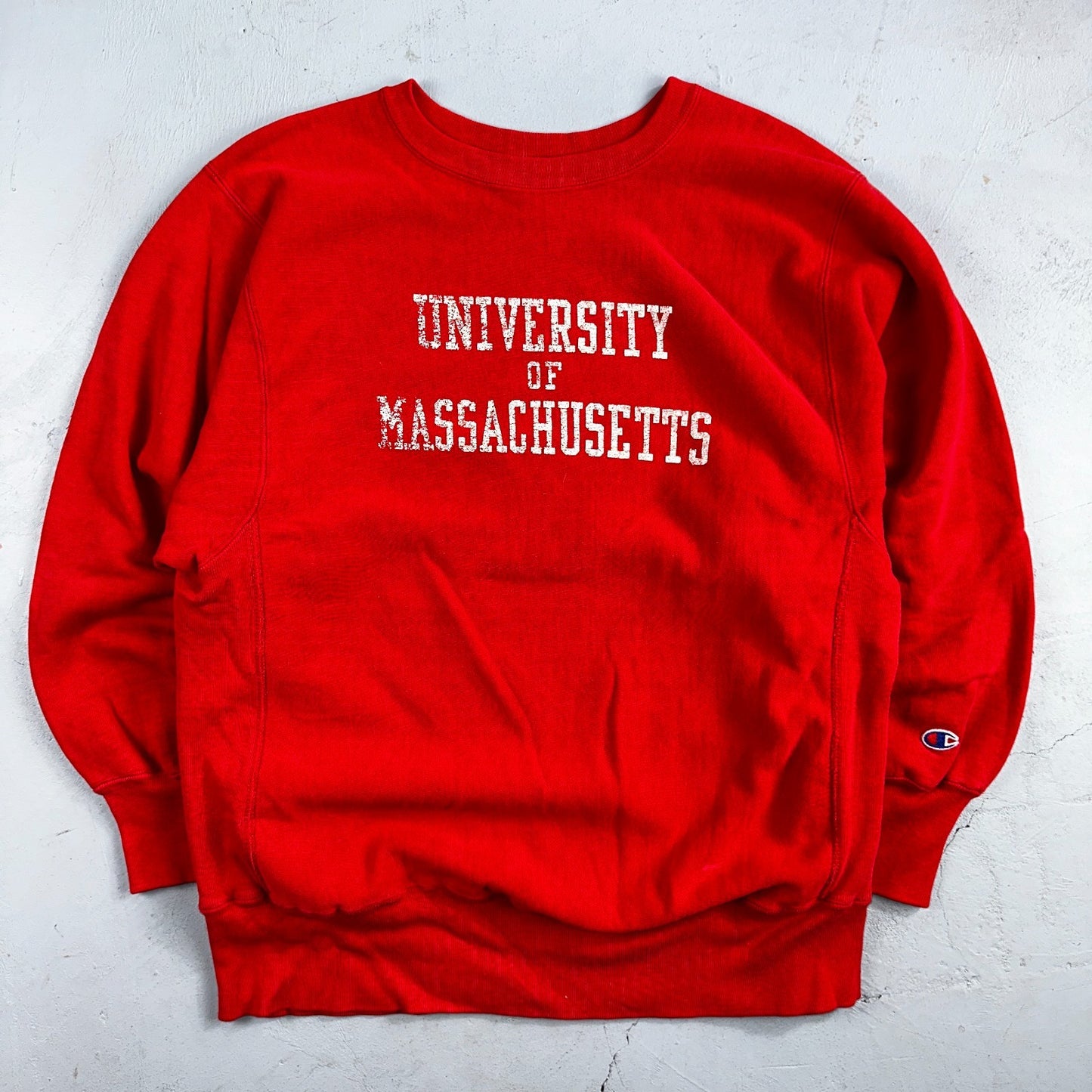 VTG 80s Champion Reverse Weave Crewneck Sweatshirt USA Massachusetts MIT Red