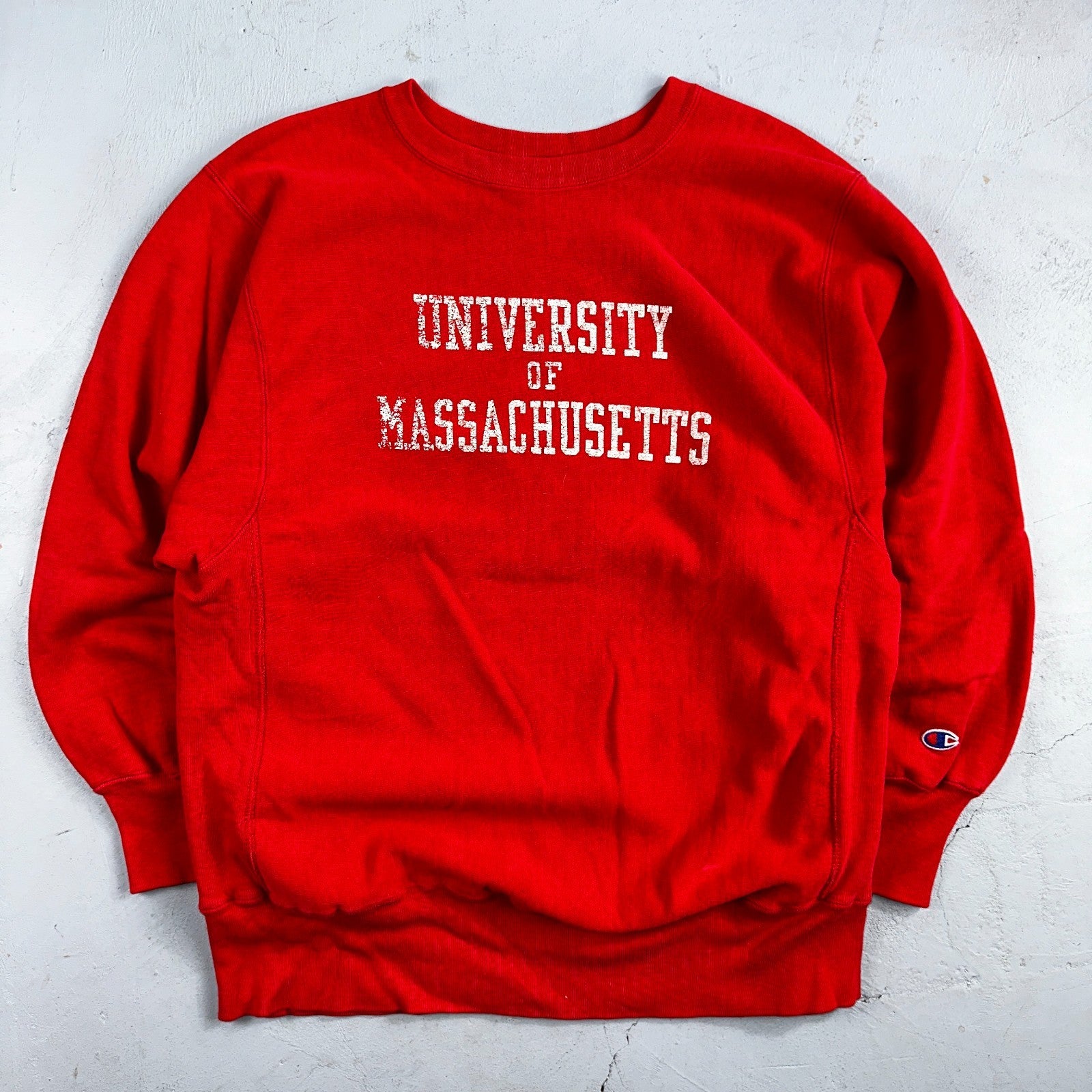 VTG 80s Champion Reverse Weave Crewneck Sweatshirt USA Massachusetts MIT Red
