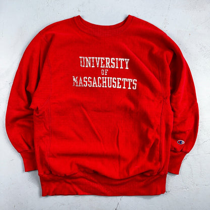 VTG 80s Champion Reverse Weave Crewneck Sweatshirt USA Massachusetts MIT Red