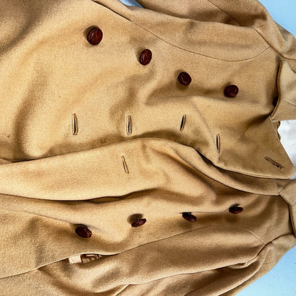 1950s Vintage Taupe Brown Wool Swing Coat Boho Warm Winter Rockabilly Belted 50s
