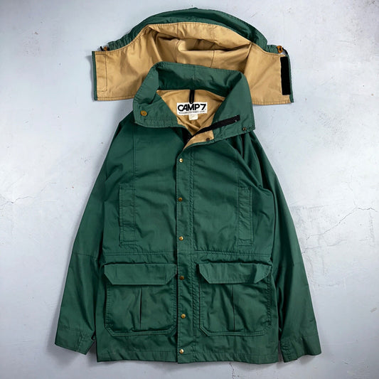 Vintage Camp 7 Jacket Boulder Colorado Green Full Zip Windbreaker Parka XL Hood