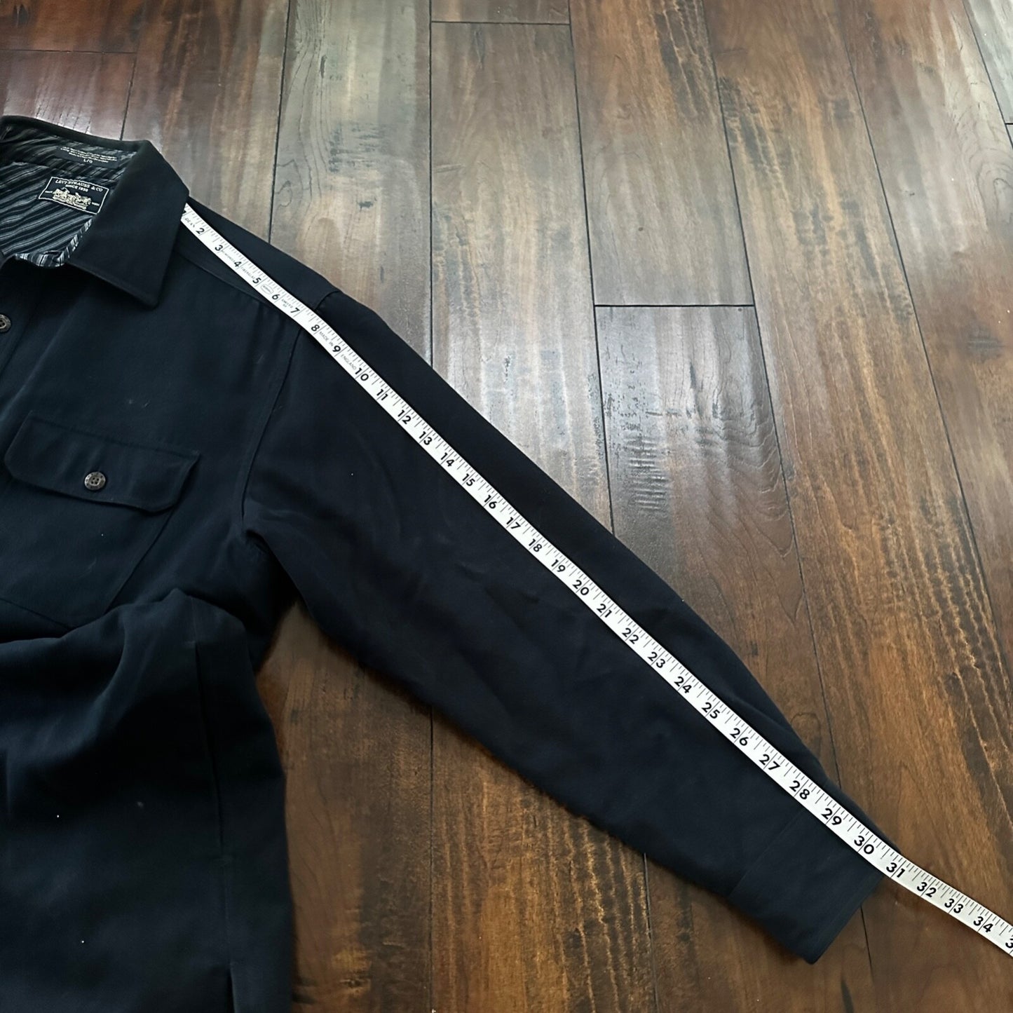 Levis Jacket Shirt Men L Blue Navy Button Up Flannel Lined Shacket Vtg