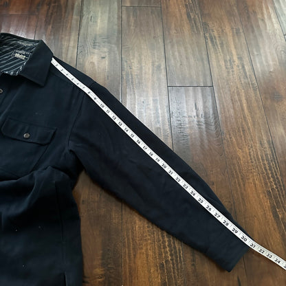 Levis Jacket Shirt Men L Blue Navy Button Up Flannel Lined Shacket Vtg