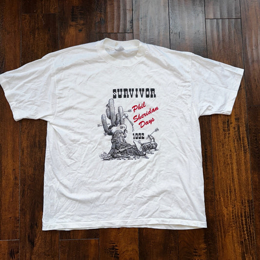 Cowboy Survivor PDX Oregon Vintage T Shirt Portland West Coast Travel Cactus