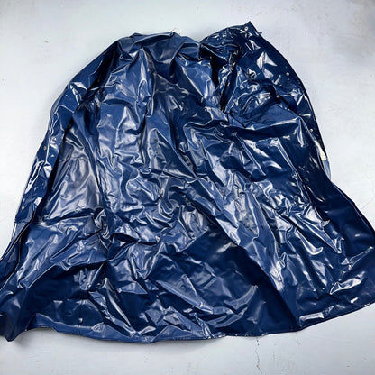 Liliput Womens Blue Trench Raincoat + Bucket Hat Polyester Rubber Vinyl 70s VTG