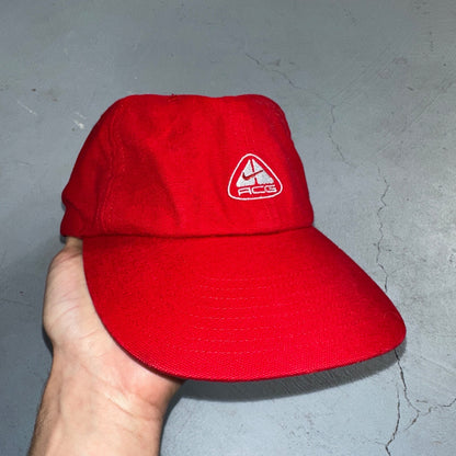 Nike ACG RARE Hat Cap Vintage 90's Red One-Size Adjustable Strap Embroidered