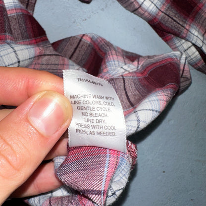 Women’s Pendleton Flannel Shirt Button Up Plaid Magenta Black 90s Punk Grunge XL