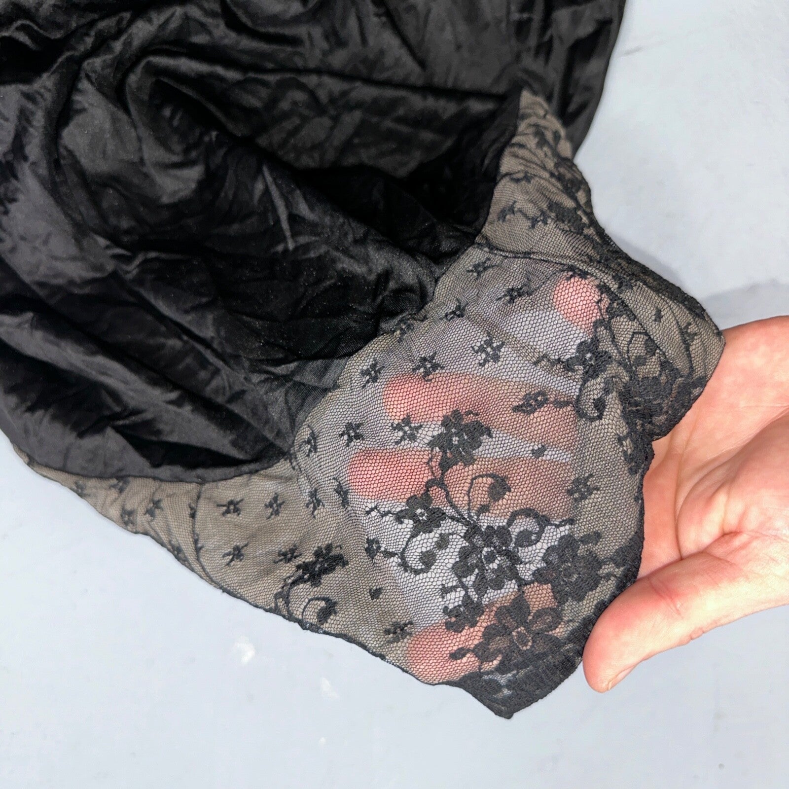 VTG Hydons 1970s Lingerie Slip Dress Sleepwear Full Sweep Nightgown Lace USA