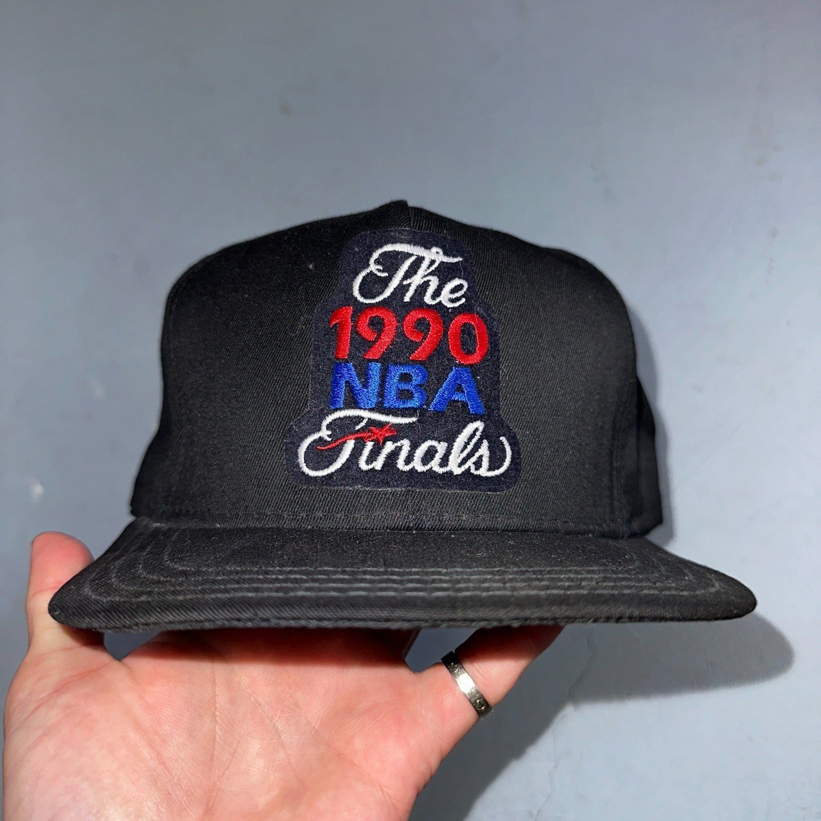 VTG 1990 NBA Finals Snapback Hat Blazers Black Red PDX USA Made Basketball Cap