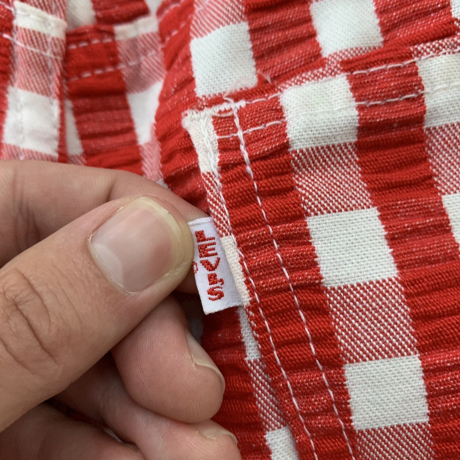 Vintage Levis 60s Big E Flare Red Pants Denim Jeans Boot Cut 517 Checkerboard