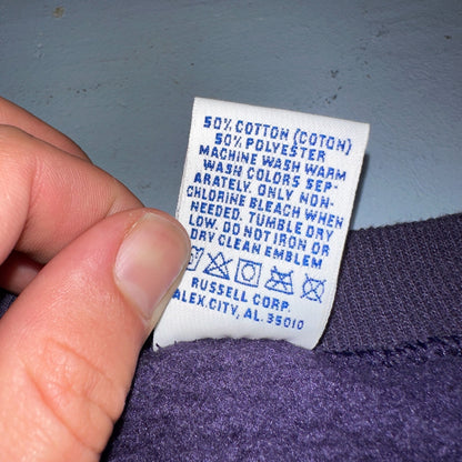 Russell Athletic L USA Sweatshirt 90s VTG Crewneck Purple Basic Blank Essential