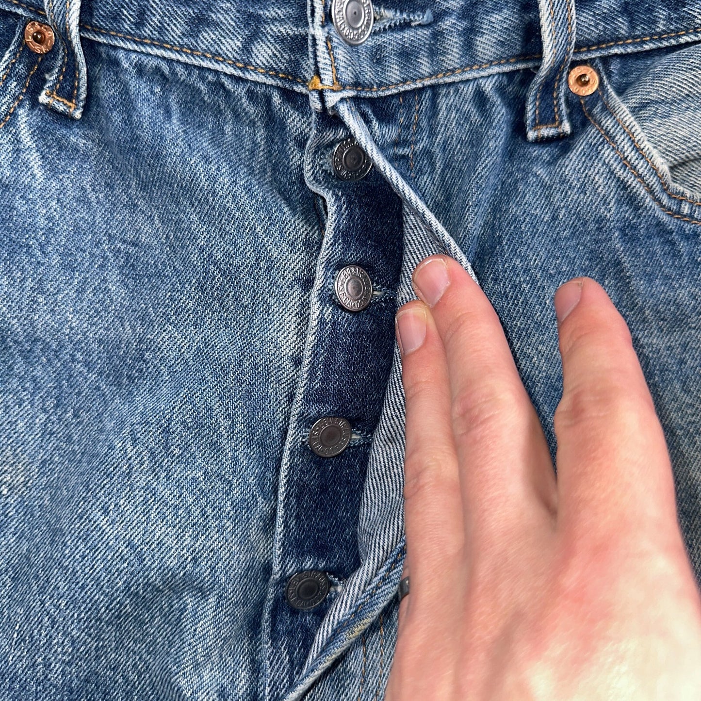 Levis 501 Vintage 90s XX Straight Leg Jeans Y2K Blue Med Wash 36x38 Act 34x33