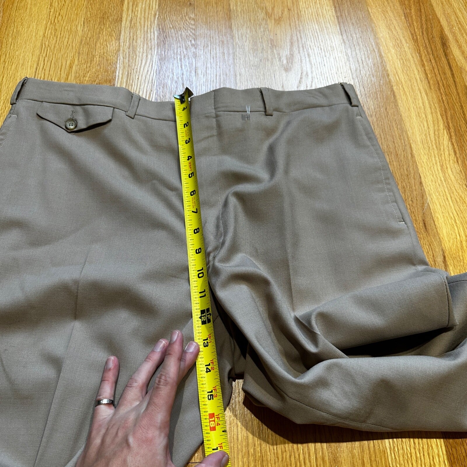 1960s Beige Sport Jacket VTG Mens Suit 44 36x29 Rockabilly Solid Tan Pants 60s