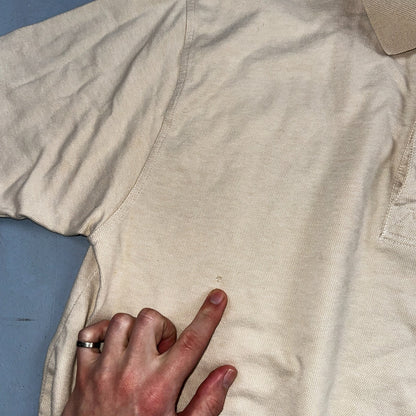 Disney Mickey Mouse Polo VTG T Shirt Disneyland Y2K Golf Cute Beige Tan Mens L