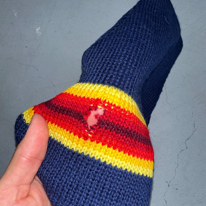 Vintage Wigwam Wool Balaclava Ski Mask USA 100% Virgin Wool Red Yellow Stripe