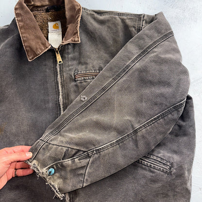 Carhartt VTG Detroit Jacket Men's 2XL Lined Blanket Workwear J97 BLK Thrashed