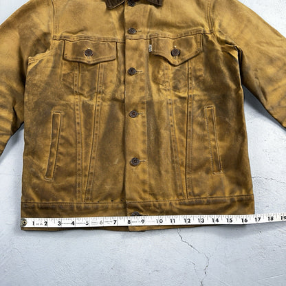 Filson x Levis Tin Cloth Trucker Jacket Men’s Small Tan Made In USA VTG Oil