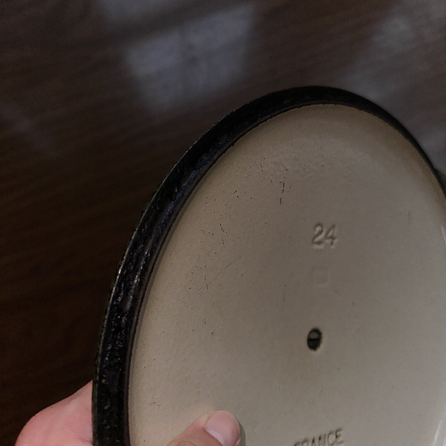 Le Creuset #24 Round Dutch Oven Lid Only France VTG Pot Orange E 4.5 QT Chip