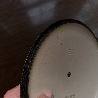 Le Creuset #24 Round Dutch Oven Lid Only France VTG Pot Orange E 4.5 QT Chip