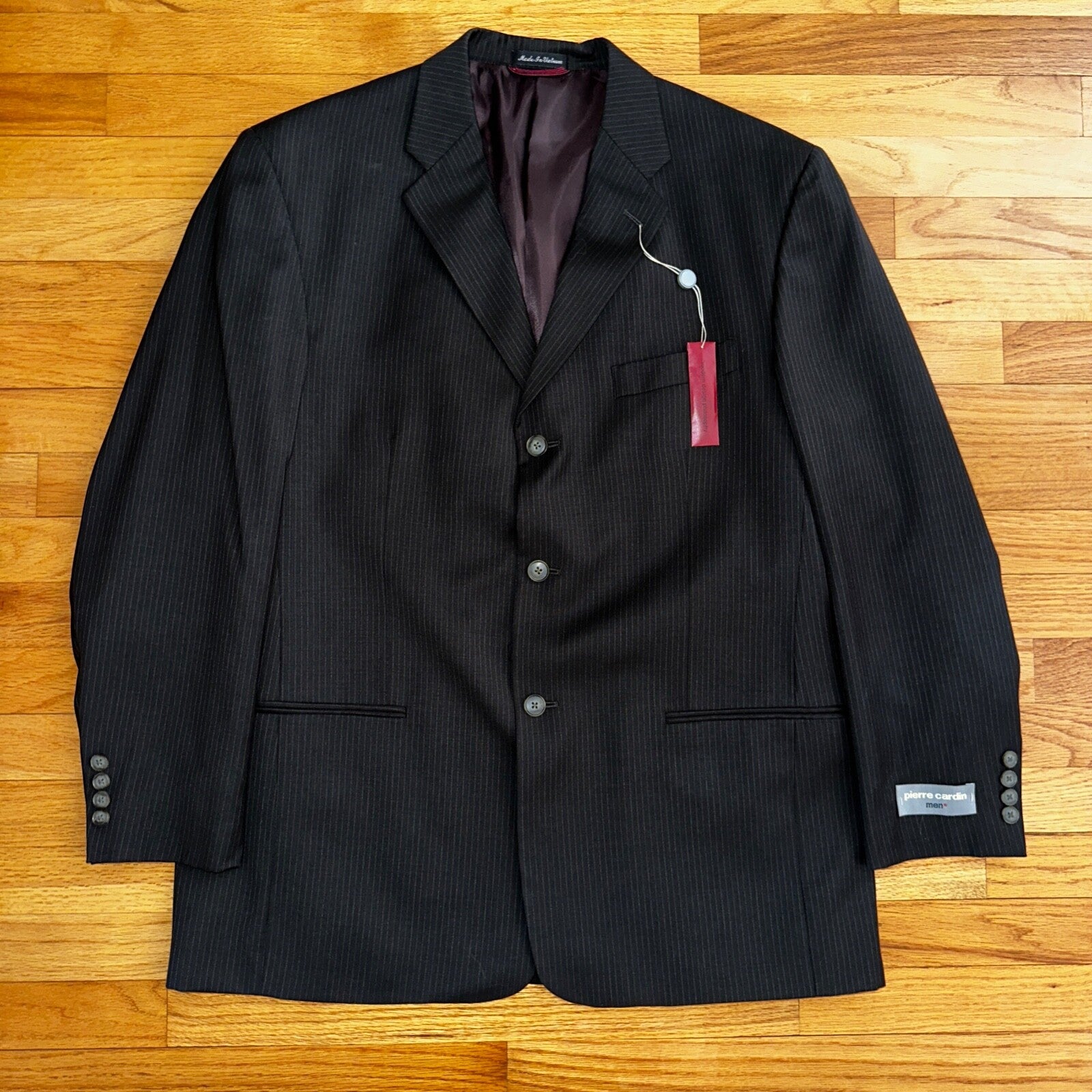 Pierre Cardin Paris 44R Black Blazer Suit Jacket Vintage High End Designer VTG