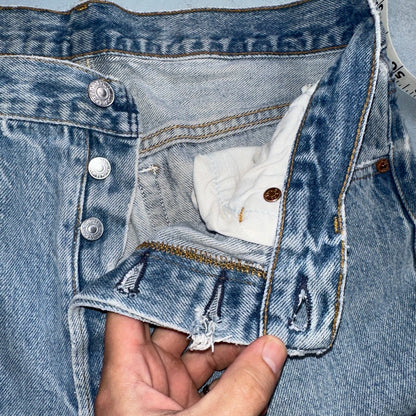 Levis 501 Vintage 90s USA XX Straight Leg Jeans 33x36 Light Wash Act 30x30