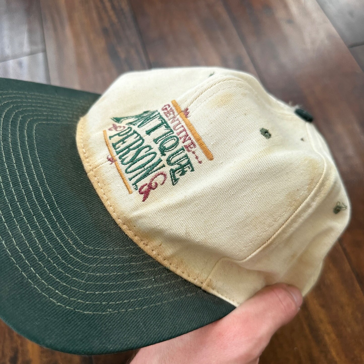 Antique Person BROKEN VTG Hat Cap Snapback Genuine Funny Humor Old Trash Hunt