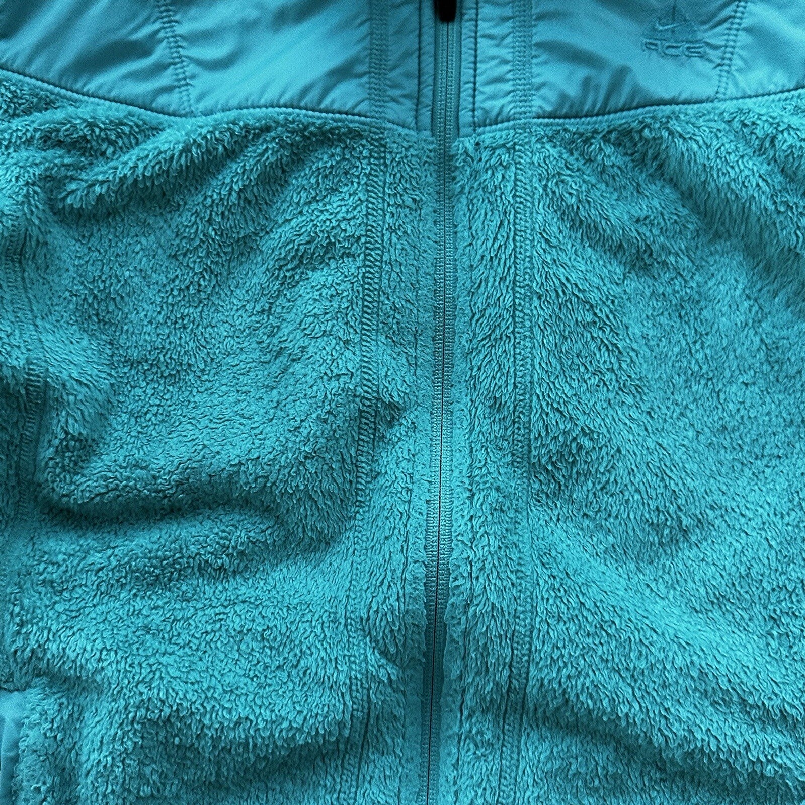 Vtg Nike ACG Womens Soft Fleece Turquoise Teal Blue Full Zip Jacket Y2K Warm