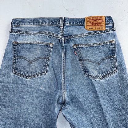 Levis 501 Vintage 90s USA XX Straight Leg Jeans Blue Light Wash 35x34 Act 33x30